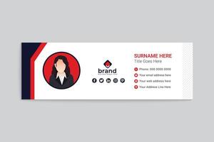 Red color email signature design vector