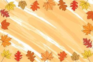 Autumn frame with leaves of different trees. Sketch, doodle, design elements. vector