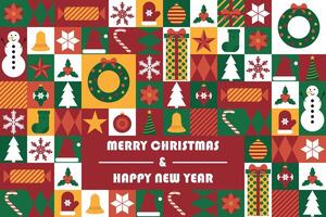 Modern abstract geometric design Merry Christmas and Happy New Year. Template for banner, poster, greeting card. illustration vector