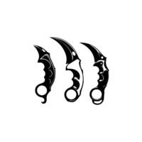 Curved Precision Black Karambit Design set vector