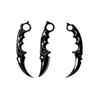 Curved Precision Black Karambit Design set vector