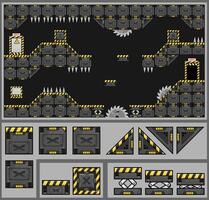 Robot Factory Platformer Game Tile Set vector