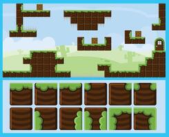Adventure Platformer Game Tile Set vector