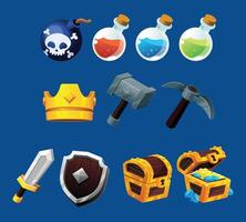 Fantasy RPG Game Icon Inventory Elements vector