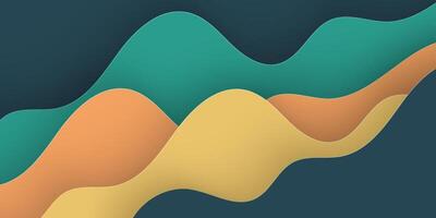 Abstract 3d background. Green and orange gradient wave dynamic abstract background with wave shape and lines. Simple style backdrop colorful creative element. vector