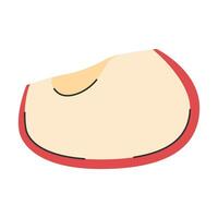 Piece of apple in hand drawn style. Doodle fruit slice. Fresh vitamin food. Healthy lifestyle. Summer fruit vector