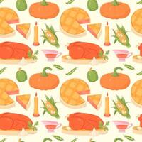 Thanksgiving dinner seamless pattern on a light background vector