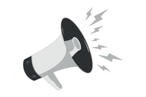 Monochrome megaphone with sound waves representing communication and announcement on a white background vector