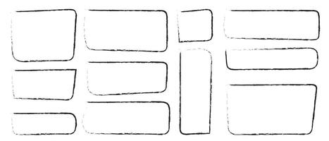 Hand drawn rectangular frames with rough edges in various sizes on a white background vector