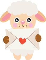 Funny lamb sheep with a valentine envelope vector