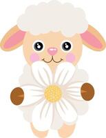 Funny lamb sheep with a flower daisy vector