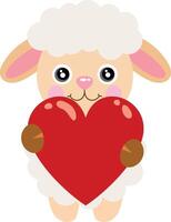 Funny lamb sheep with a red heart vector