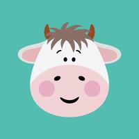 Greeting card with friendly cow face vector
