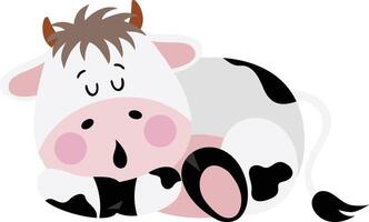 Cute cow sleeping isolated on white vector