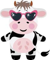 Funny sheep cow with heart sunglasses vector