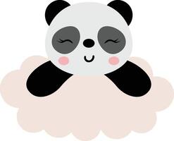 Cute and friendly panda hanging on the cloud vector