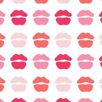Hand drawn lips regular seamless pattern. Pink lips shapes on white. Illustration for Valentine's day card, romantic design vector
