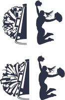 Custom Text Cheerleader, Half Cheer Megaphone with Pom Pom Clip Art vector