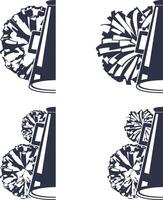 Half Cheer Megaphone with Pom Pom, Megaphone Cut Files vector