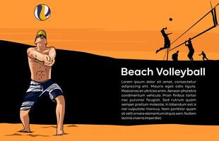Template background and boy Beach volley ball illustration design art vector
