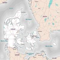 Simple outline map of Denmark coloring page vector