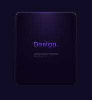 Futuristic card template. Website panel design interface concept. Neon light background. vector