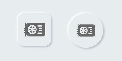Graphic card solid icon in neomorphic design style. Processor signs illustration. vector