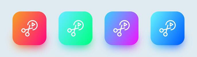 Edit clip line icon in square gradient colors. Editing tool signs illustration. vector