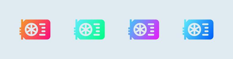 Graphic card solid icon in gradient colors. Processor signs illustration. vector