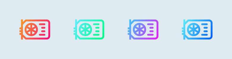 Graphic card line icon in gradient colors. Processor signs illustration. vector