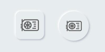 Graphic card line icon in neomorphic design style. Processor signs illustration. vector