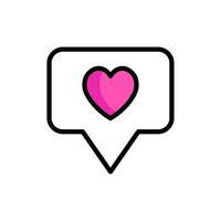 Message bubble with heart. Social media notification icons in speech bubbles. vector