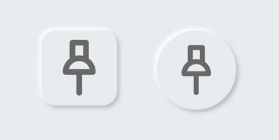 Pin line icon in neomorphic design style. Attachment signs illustration. vector