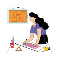 A person who creating innovative architectural plans and blueprints, architect illustration vector