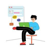 Software developer flat illustration in modern style vector