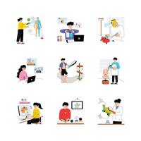 Professions and characters illustrations in modern design style vector