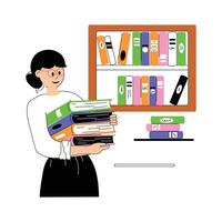 Get this amazing illustration of librarian in modern style vector