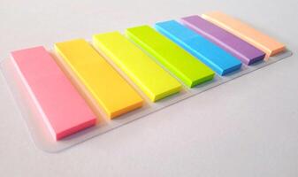 Note sticks in various colors isolated on white photo