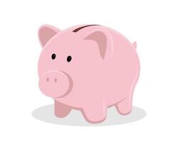 Pig piggy bank illustration isolated on white background, flat design vector