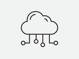 Technology icon cloud computing connection. Big data global server. Line design symbol. vector