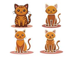 set of a cat colourful cartoon design. ai vector