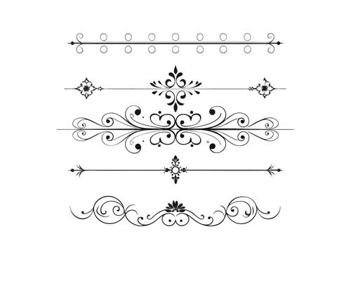 a set of decorative elements, including a scroll, scroll, and scroll