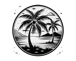 palm trees Silhouette on white background. ai vector