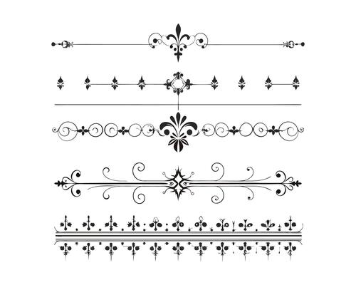 Set of Fancy Decorative Ornamental Lines