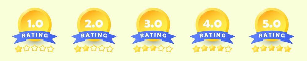 A set of rating emblems for a site or application. Quality rating icon. Feedback system. Five Stars. Infographics. vector
