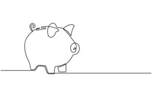 Continuous line drawing of piggy bank vector