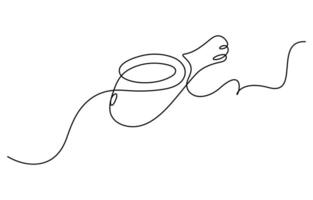 hot crispy fried chicken leg Single continuous line drawing vector