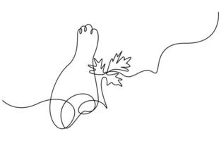 Continuous line drawing of Chicken leg with bone vector