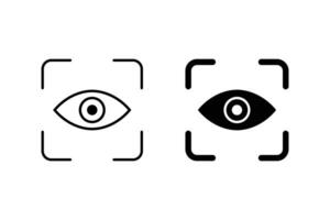Biometric symbols icon design. Retina Scanner. Eye scan ID line and silhouette icon set. Vision scanning technology for security access. vector