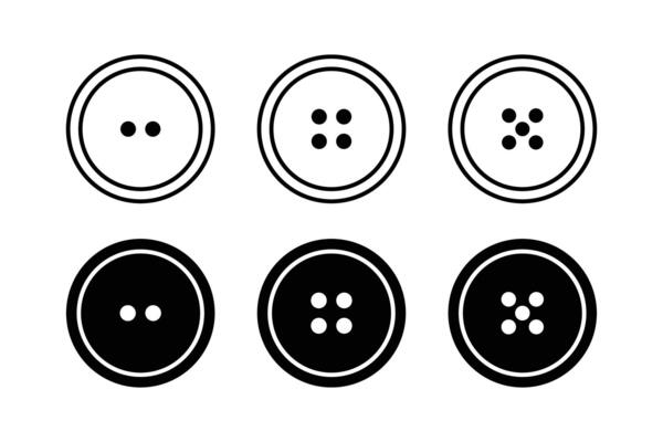 Sewing button for clothes icons set. isolated clothing buttons collection.